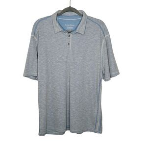 Tommy Bahama IslandZone Polo L Shirt Blue Knit Golf Athletic Stretch Performance